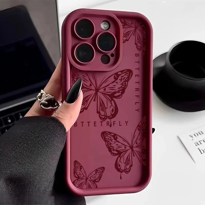 Cute Butterfly Silicone iPhone Case – Shockproof Candy Cover for iPhone 11–17 Series