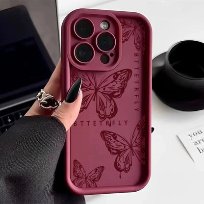Cute Butterfly Silicone iPhone Case – Shockproof Candy Cover for iPhone 11–17 Series