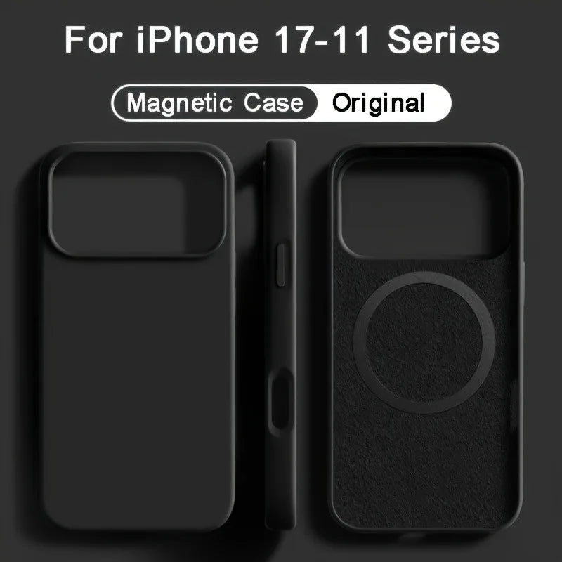 MagSafe Magnetic Liquid Silicone iPhone Case – Shockproof Soft Cover for iPhone 13–17 Series
