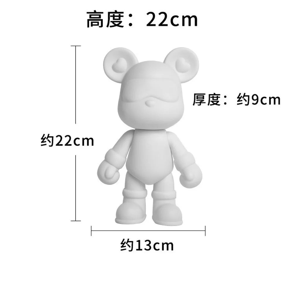 Key Rings Fluid Bear DIY Handmade Painting Violent Bear Sculpture White Mold Doll Figurine Toys Animal Bear Home Decor Ornaments