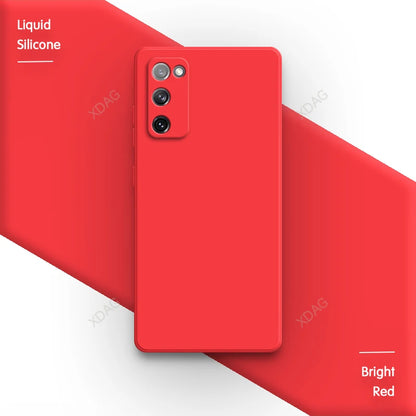 Straight Edge Housing for Samsung Galaxy S20 FE S20FE Plus Ultra 5G Plain Candy Color Soft Liquid Silicone Phone Case Back Cover