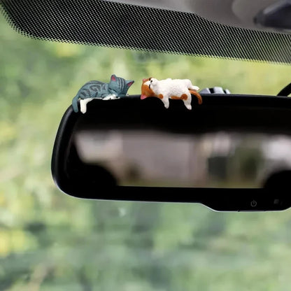 5 pieces of mini cartoon cat car decorations, cute cat images used for edge decoration of car screens, creative micro landscapes