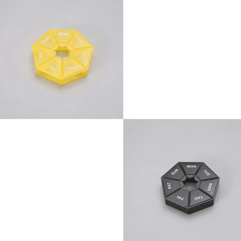 1/2/3Pcs A Week 7 Corners Pill Box Round 7 Boxes For One Week Small Pill Box Mini 7 Days Portable Points Medicine Jewelry Box