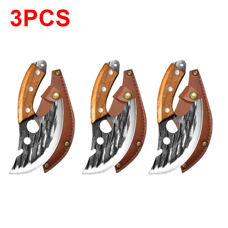 Multifunctional Knife Forged Kitchen Knife Stainless Steel Meat Cleaver Boning Knife with Bottle Opener Pocket With Knife Cover