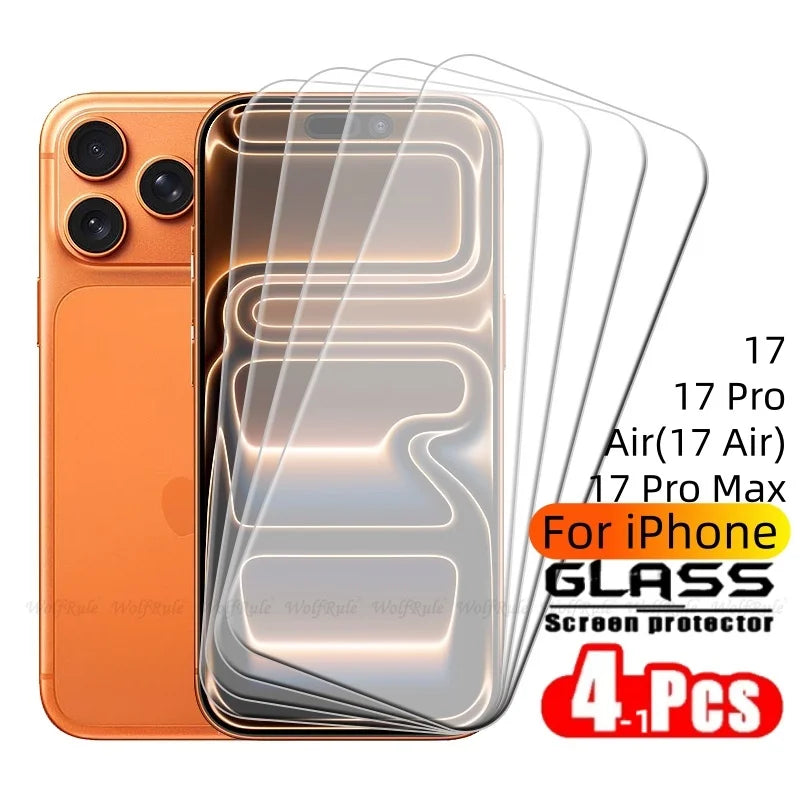 1/2/3/4Pcs For iPhone 17 Pro Max Glass iPhone 17 Tempered Glass Transparent Clear 9H Protective Screen Protector iPhone 17 Air