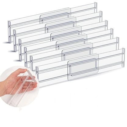 1/4/6pcs Drawer Dividers Organizers Adjustable Clear Plastic Drawers Separators for Clothing, Kitchen Utensils and Makeup Office