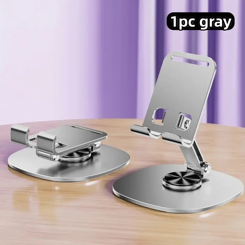 1 piece aluminum alloy mobile phone holder - 360 ° rotating desktop holder, folding design is easy to carry around, suitable for desks and bedside tables