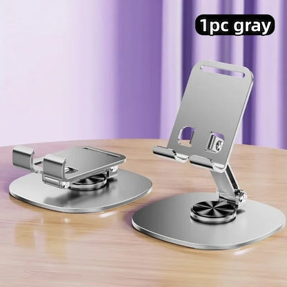 1 piece aluminum alloy mobile phone holder - 360 ° rotating desktop holder, folding design is easy to carry around, suitable for desks and bedside tables