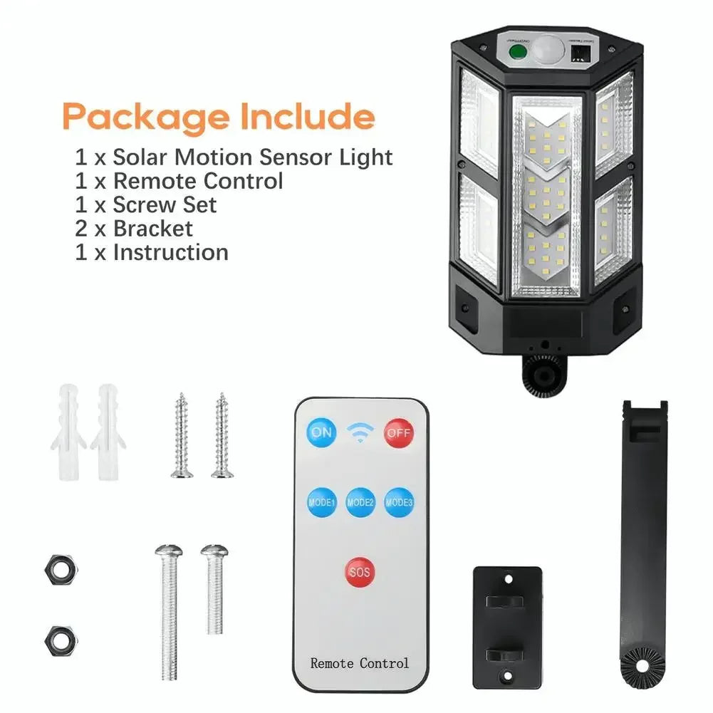 Powerful LED Solar Outdoor Led Courtyard Wall Lamp Rechargeable Human Body Induction Garden Terrace Garage Door Street Lighting