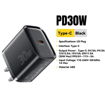 Essager Mini 30W Type C Charger PD QC3.0 Fast Type C Charger For iPhone 16 15 14 13 Pro Samsung S25 Xiaomi iPad Travel Adapter