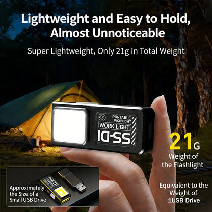Mini COB LED Flashlight USB C Rechargeable Powerful Work Light  with Clip Magnet Waterproof EDC Camping Walking Pocket Lamp