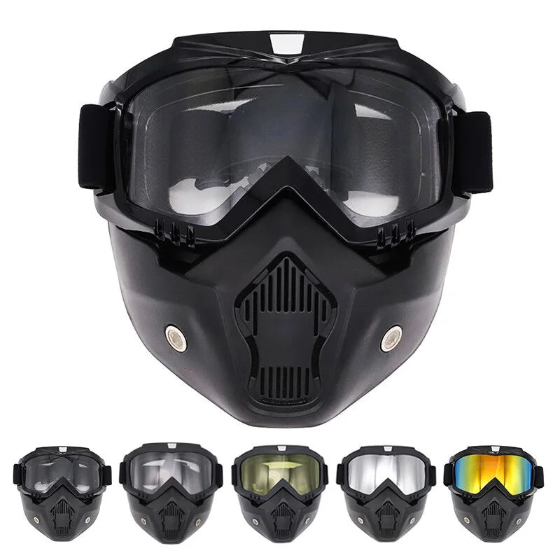 Motocross Goggles Outdoor Unisex Cycling Riding Skiing Windproof Goggles Eyewear With Detachable Mask Protection Motorcycle
