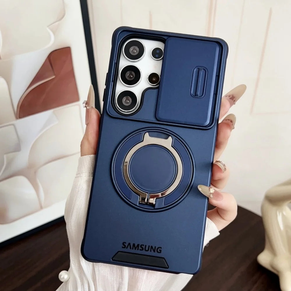 Military Armor Slide Camera Protection Magnetic Bracket Case Samsung S26 S25 FE S24 S23 S25 Ultra S22 Plus S21 A56 A36 A16 Cover