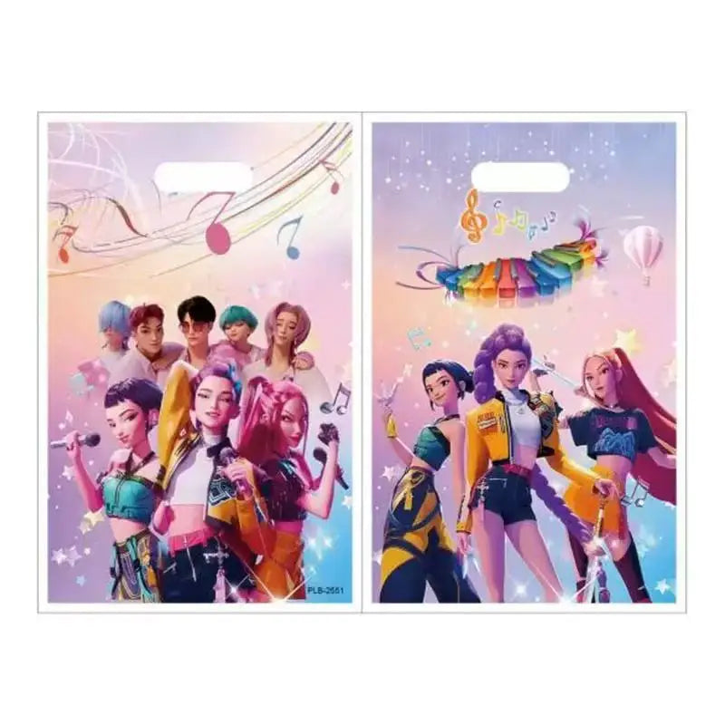 Hot K-pop Birthday Party Favors Cartoon Kids Gift -Reusable Straw Stamp sticker Bracelet Keychain Pin Badge Game Reward Souvenir