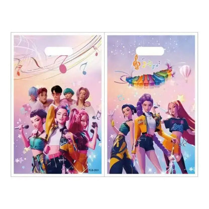 Hot K-pop Birthday Party Favors Cartoon Kids Gift -Reusable Straw Stamp sticker Bracelet Keychain Pin Badge Game Reward Souvenir