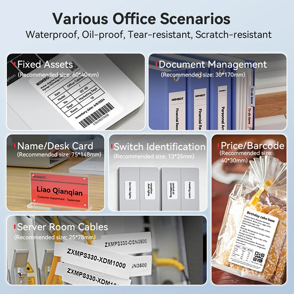 Portable Niimbot B1 Wireless Label Maker Adhesive Sticker Printer Labeling Machine DIY 20-50mm Labels for Office Home