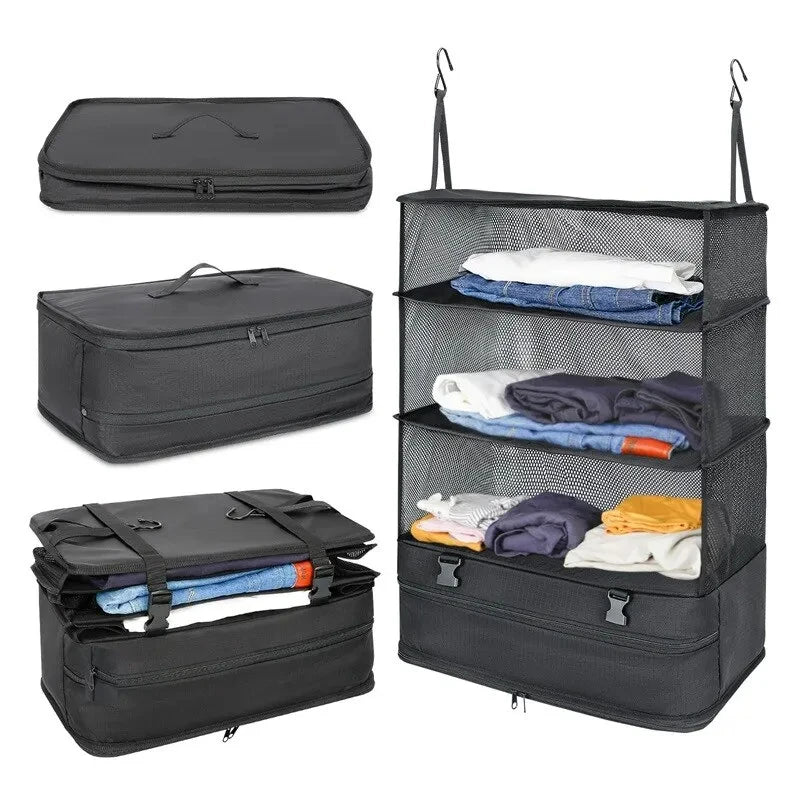 3-in-1 Travel Clothes Storage Hanging Bag - Large Capacity Garment Organizer for Underwear, Socks & Clothes, Hanging Design