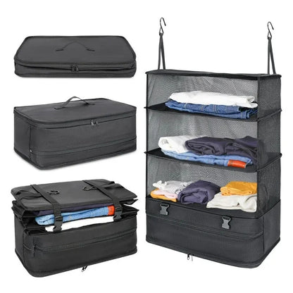 3-in-1 Travel Clothes Storage Hanging Bag - Large Capacity Garment Organizer for Underwear, Socks & Clothes, Hanging Design