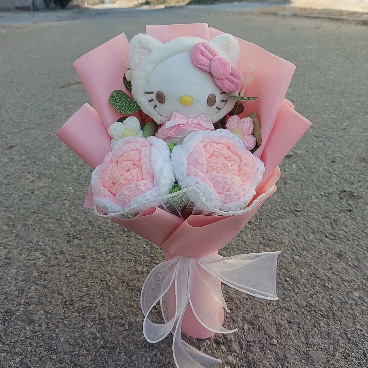 Hello Kitty Cartoon Plush Bouquet  Anime Rose Flowers Doll Home Wedding Decoration Christmas Valentine's Day Gift
