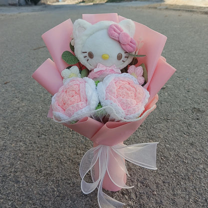 Hello Kitty Cartoon Plush Bouquet  Anime Rose Flowers Doll Home Wedding Decoration Christmas Valentine's Day Gift