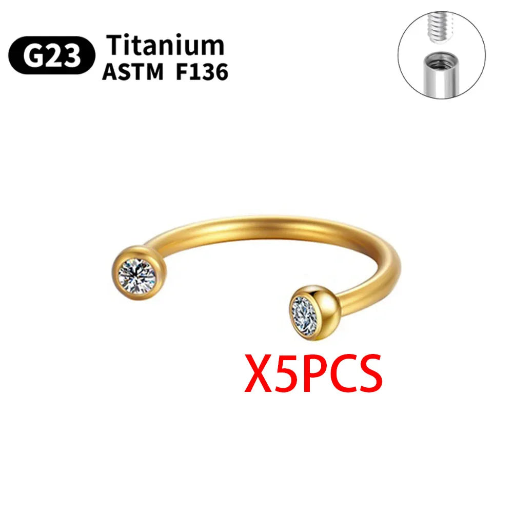 G23 Titanium Piercings Labret Stud Kit – 1/5/10pcs Lip, Nose, Eyebrow, and Cartilage Body Jewelry