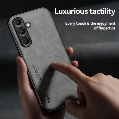 Luxury Leather Ultra Thin Phone Case For Samsung Galaxy S26 S25 S24 S23 S22 S21 Ultra Plus Silky Feel Soft Cover For Car Holder