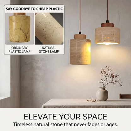 Japanese Modern Designer Wabi-Sabai Bedroom Bedside Lighting Bar B&B Yellow Cave Stone Chandelier Bedside Hanging Wire Lamp