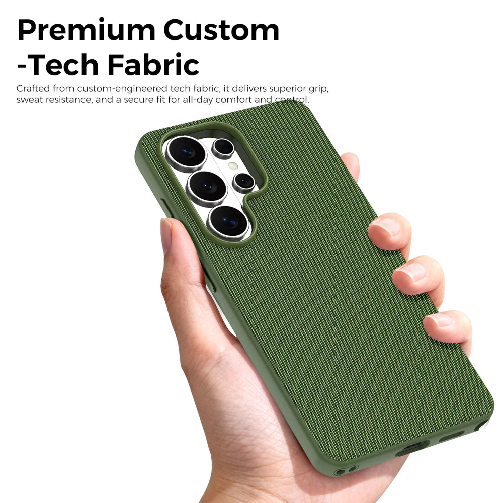Magnetic Tech Fabric Phone Case For Samsung Galaxy S24 S25 S26 Ultra For Magsafe Wireless Charging TechWoven Anti-Slip Cover