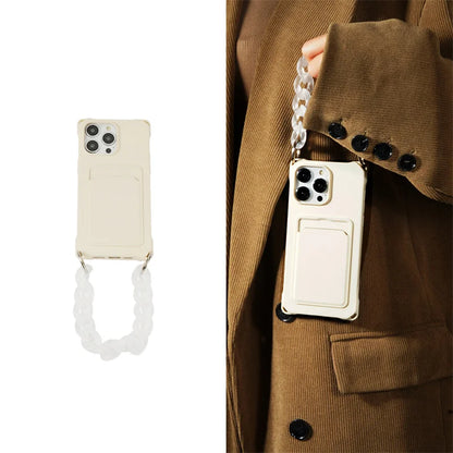 Liquid Silicone Wallet Card Slot Four Corner Anti-Fall Bracelet Phone Case for iPhone 17 18 Pro Max 15 14 13 12 Mini 16 Pro Max