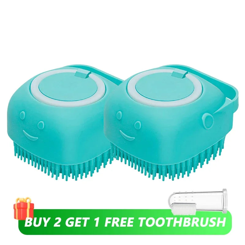 Silicone Dog Bathing Brush with Shampoo Dispenser