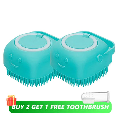 Silicone Dog Bathing Brush with Shampoo Dispenser