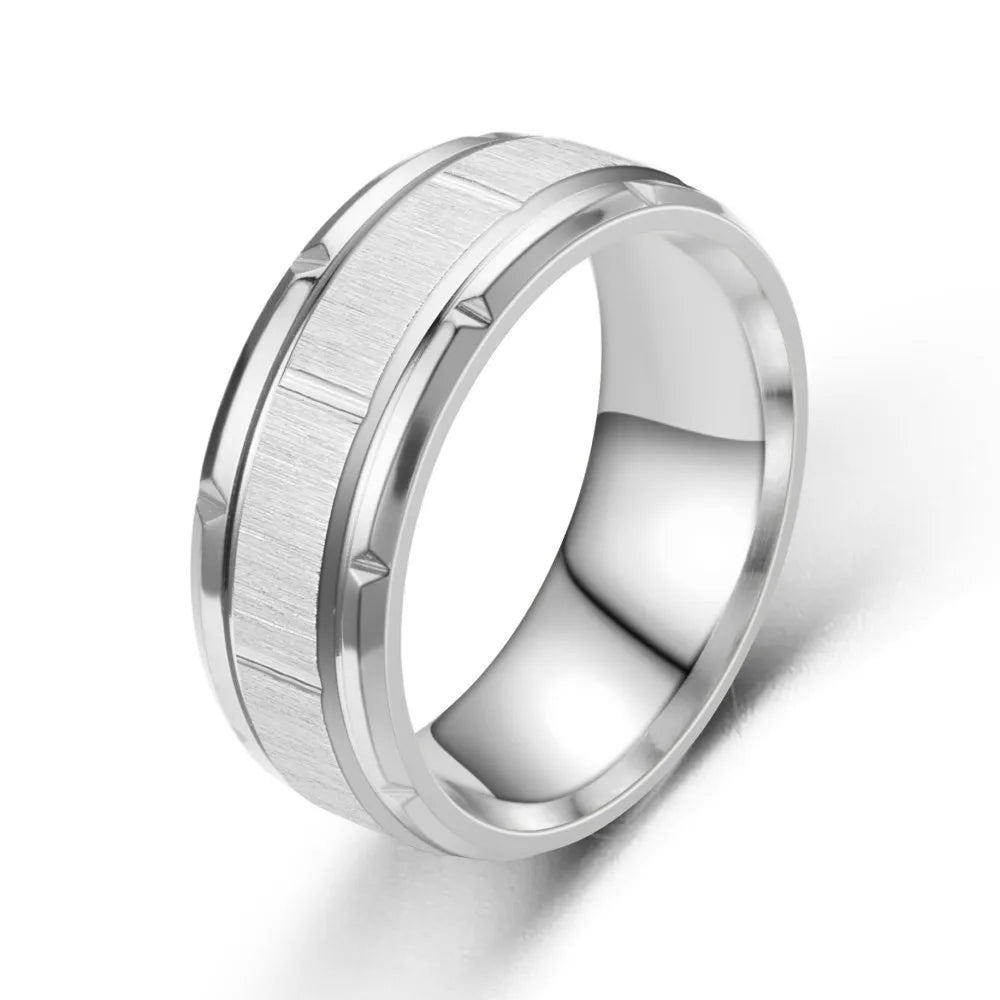 Stainless Steel Tungsten Ring – Unisex 8mm Brushed Wedding Band for Men & Women (6 Colors)