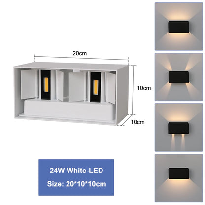6W/12W LED Waterproof Wall Lamp in Black/White/Grey for Indoor and Outdoor Decoration Lighting Aluminum Wall Lights AC 110V 220V