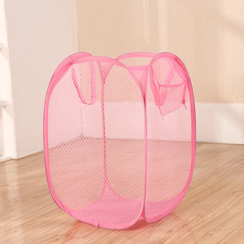 Foldable Hand-Held Laundry Basket Dirty Clothes Storage Grid Basket Household Organizer for Clothes Home Storage Toy Basket