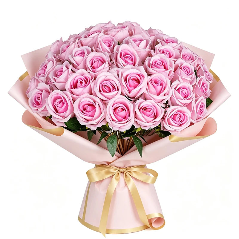 50 Pcs Velvet Rose Artificial Rose Flowers Real Touch Fake Roses Florals for Valentine's DIY Wedding Bouquet Party Home Decor