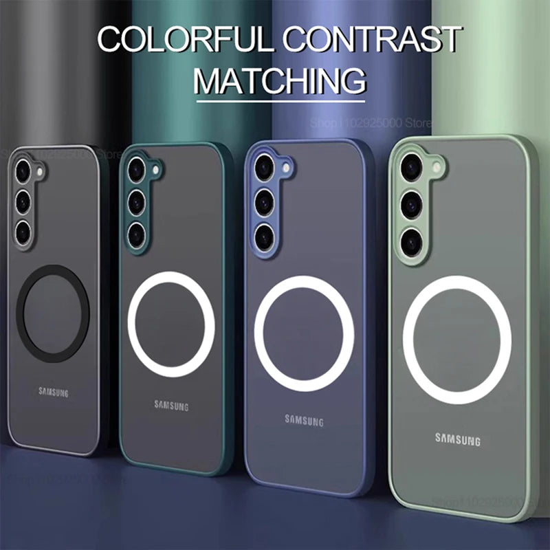 S26 S25 Ultra Plus Case Armor Matte Magnetic For Samsung Galaxy S26 S25 S24 S23 Ultra Plus Cases Frosted Wireless Charge Cover