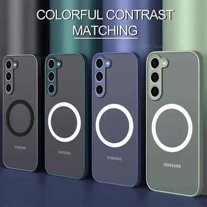 S26 S25 Ultra Plus Case Armor Matte Magnetic For Samsung Galaxy S26 S25 S24 S23 Ultra Plus Cases Frosted Wireless Charge Cover