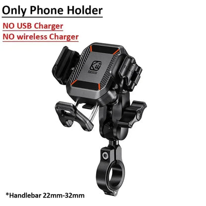 Shockproof Motorcycle Phone Holder 15W Wireless Charger & 36W USB C Fast Charging Motorbike Bicycle Bike Scooter Phone Stand