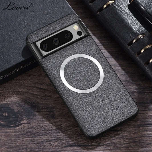 for Magsafe Fabric Cloth Case for Google Pixel 9 8 7 6 10 Pro XL 7A 8A 6A Magnetic Wireless Charging Slim Cover for Pixel 9Pro