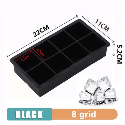 SoftAura 4/6/8/15/160 Grid Large Silicone Ice Cube Tray Food Grade Jumbo Ice Maker Mold Square Ice Tray for Home Kitchen DIY