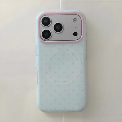 Aesthetic Korean iPhone Case — Magnetic Polka Dot TPU Cover