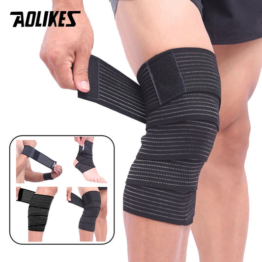 AOLIKES 1PC 40-180cm Compression Bandage Protector Knee Support Brace Sports Elastic Elbow Straps Leg Bands Bandage Workout Wrap