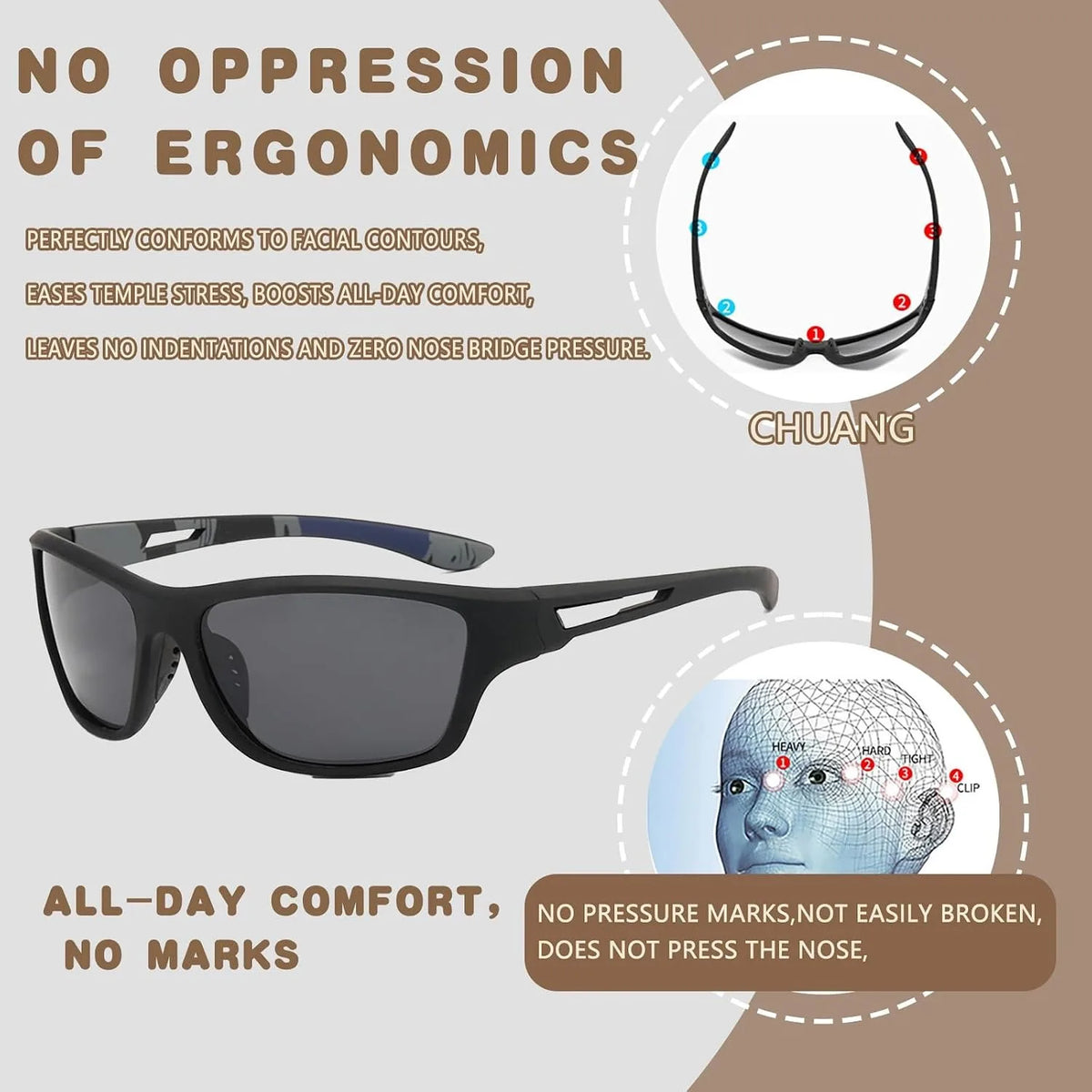 Polarized Fishing Sunglasses UV400, Anti-glare Eyewear for Men Women