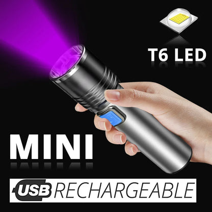 USB Rechargeable UV Flashlight For Pet Urine Detection Resin Cured 395nm UV Flashlight Black Light Zoom