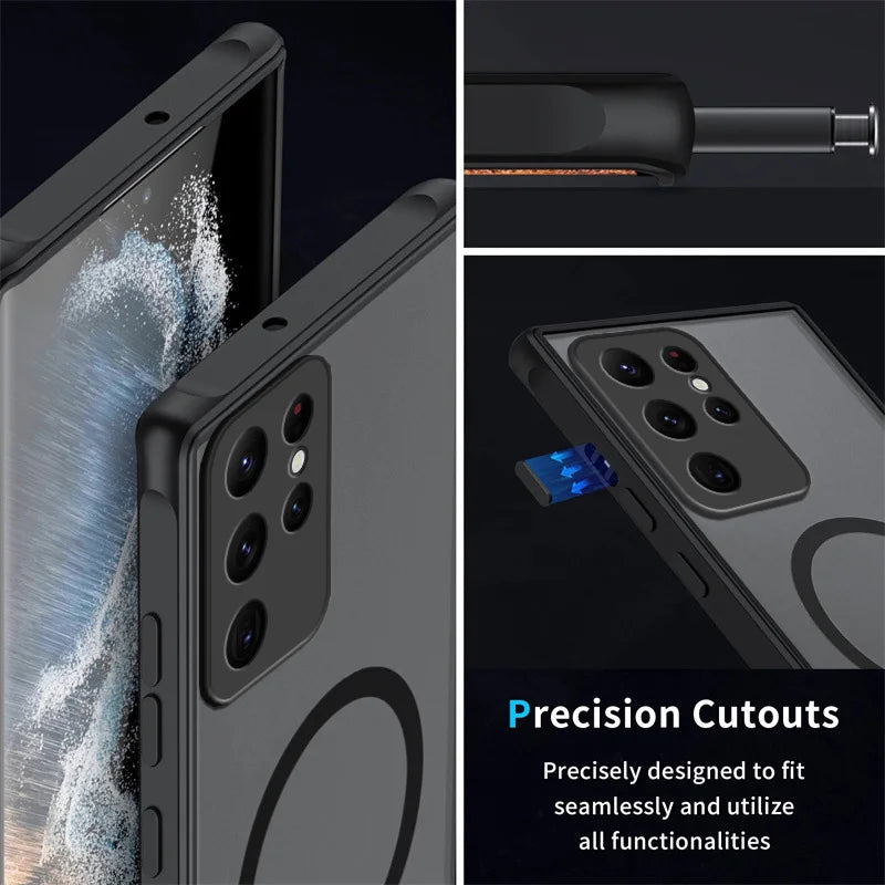 Stylish Magnetic Matte Phone Case for Samsung Galaxy S26 S25 S25FE S25edge S24 S23 S21 S20 FE Plus Ultra Hard Case Shock Proof