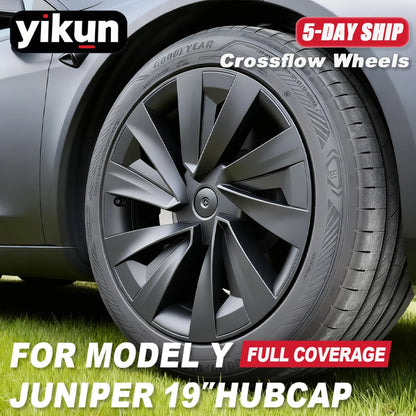 4PCS Hubcaps for Tesla Model Y Juniper 19 Inch 2025 Performance Replacement  Wheel Cover Automobile Hub Cap Full Rim Accessories