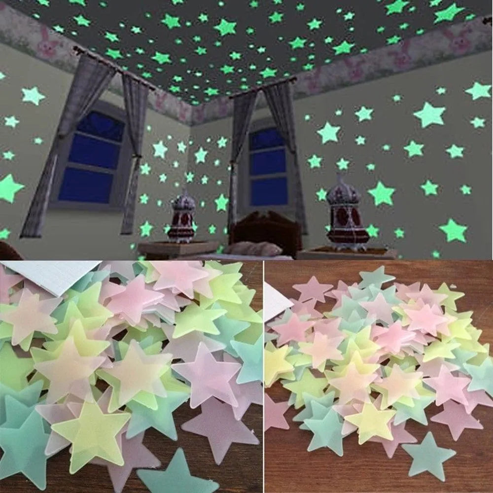 Glow in the Dark Star Wall Stickers – 100-Piece Set