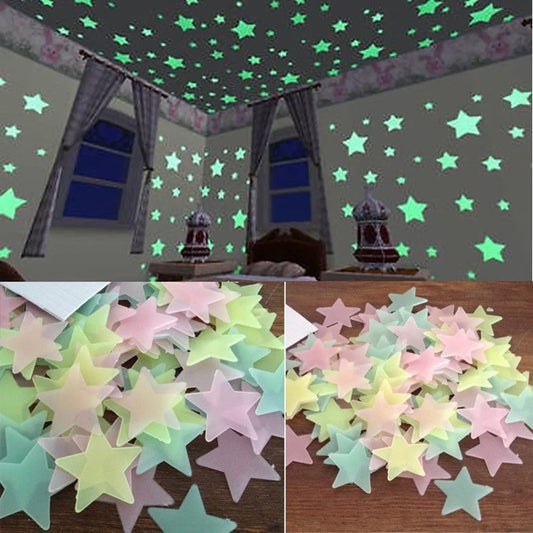 Glow in the Dark Star Wall Stickers – 100-Piece Set