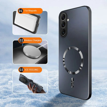 AG Magnetic Matte Silicone Case For Samsung A14 A15 A16 A17 A34 A35 A36 A54 A55 A56 A37 A57 Shockproof Hard PC Bumper