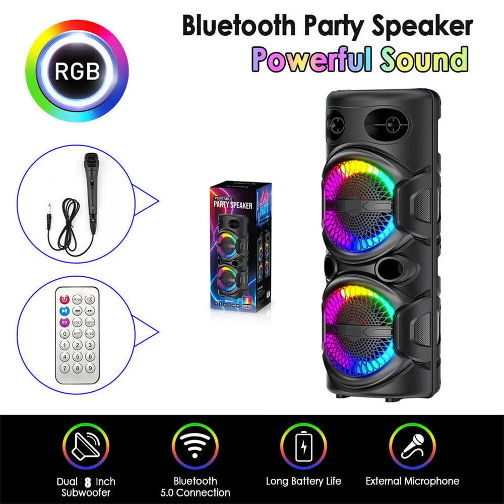 3000W Portable Bluetooth Speaker Sub Woofer Heavy Bass Sound System Party Dj Karaoke Rechargeable Loud Speaker